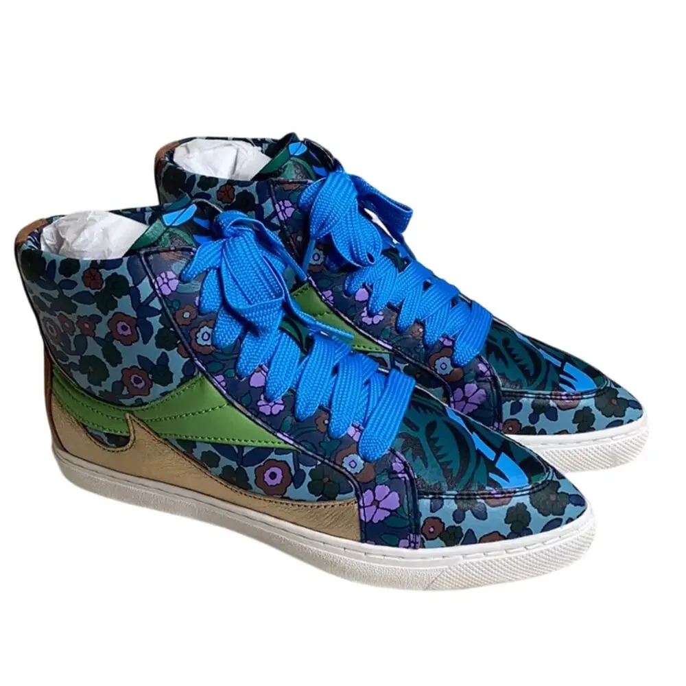 Coach C203 Floral High Top Sneakers New Size 6